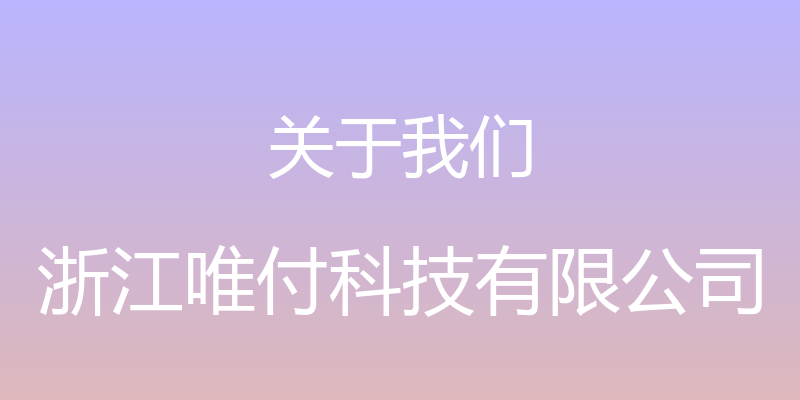 关于我们 - 浙江唯付科技有限公司