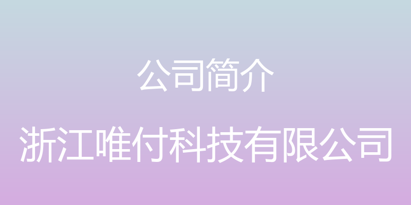 公司简介 - 浙江唯付科技有限公司