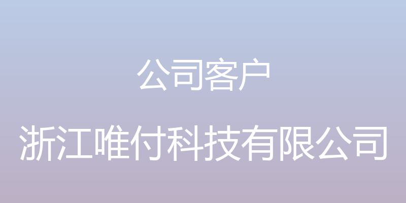 公司客户 - 浙江唯付科技有限公司