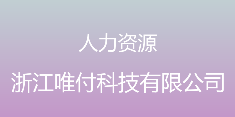 人力资源 - 浙江唯付科技有限公司