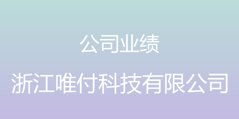 公司业绩 - 浙江唯付科技有限公司